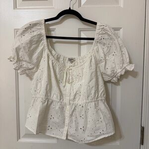 American Eagle Outfitters Cream Eyelet Blouse